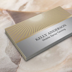 Spray Tanning Salon Modern Silver & Gold Business Card