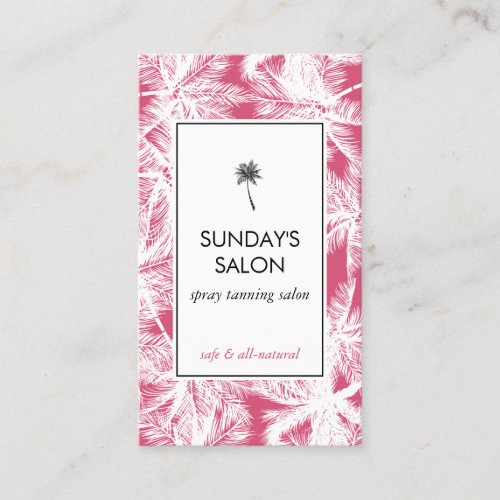 Spray Tanning Salon Tropical PinkWhite Palms Business Card