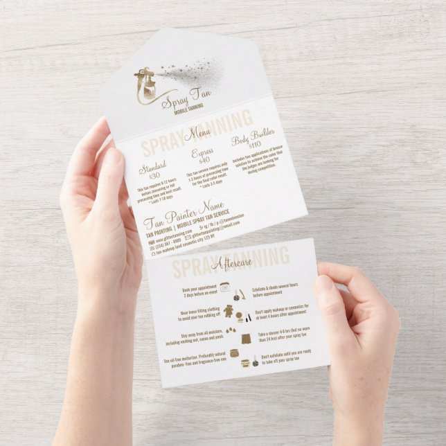 Spray Tanning Service Pricing Aftercare All In One Invitation (Tearaway)