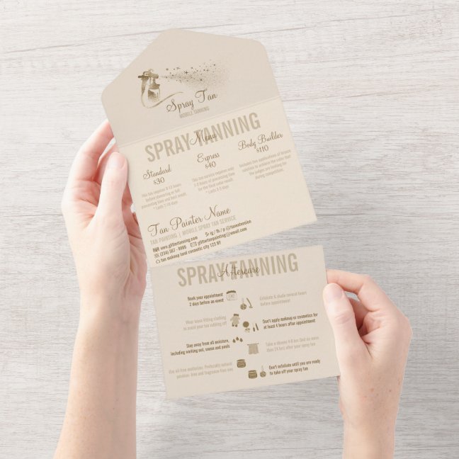 Spray Tanning Service Pricing Aftercare Tips All In One Invitation