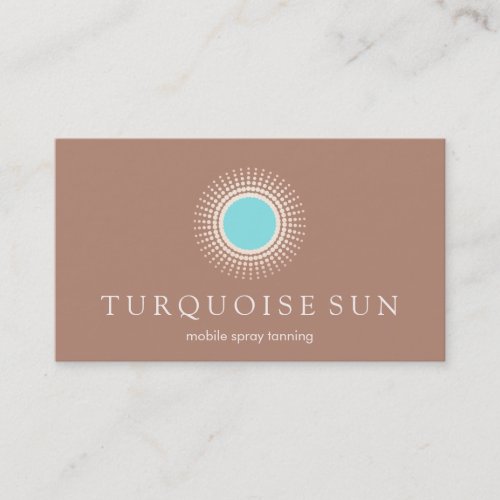 Spray Tanning Tan and Turquoise Sun Logo Business Card
