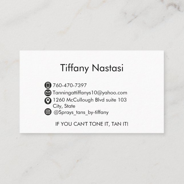 SPRAY TANS BUSINESS CARD (Back)