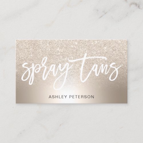Spray tans chic gold glitter ombre metallic foil business card