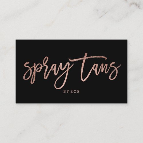 Spray tans logo elegant rose gold typography black business card
