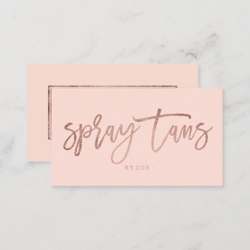 Spray tans logo elegant rose gold typography blush business card