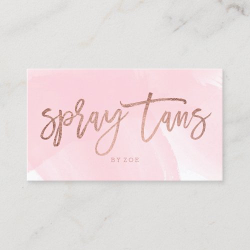 Spray tans logo elegant rose gold typography pink business card