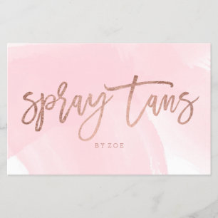 Spray tans logo elegant rose gold typography pink flyer