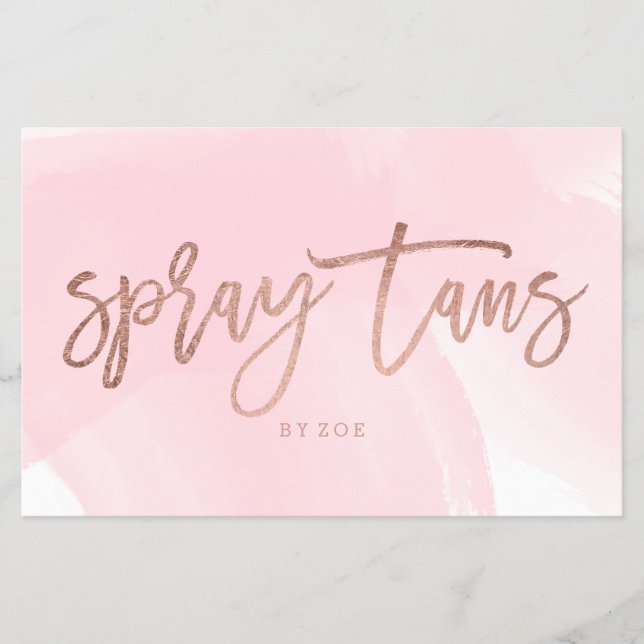Spray tans logo elegant rose gold typography pink flyer (Front)