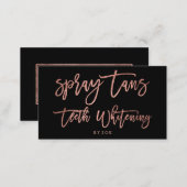 Spray tans logo teeth rose gold typography black business card (Front/Back)
