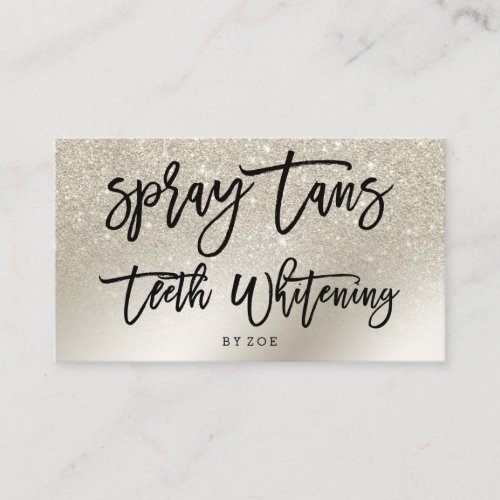 Spray tans logo teeth typography pearl glitter business card