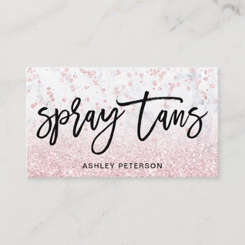 Spray tans rose gold glitter marble confetti business card