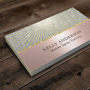 Spray Tans Salon Modern Rose Gold Silver Glitter Business Card