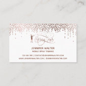Spray tans script rose gold glitter confetti business card (Back)