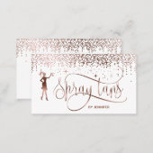Spray tans script rose gold glitter confetti business card (Front/Back)