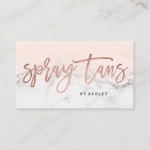 Spray tans typography white marble blush pink business card
