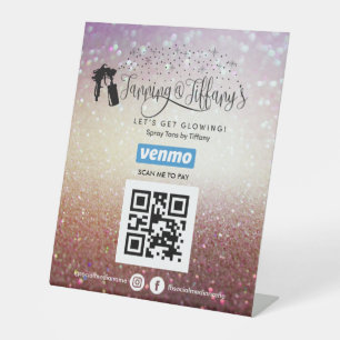 SPRAY TANS VENMO QR CODE PEDESTAL SIGN