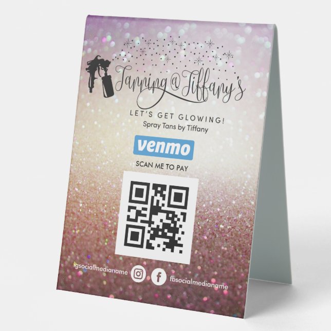 SPRAY TANS VENMO QR CODE PEDESTAL SIGN (Front)