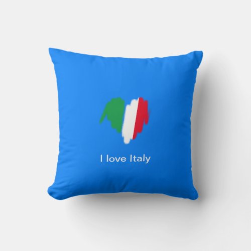 Sprayed Italian Flag Graffiti Heart Graphic Throw Pillow