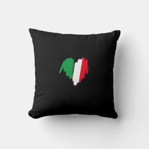 Sprayed Italian Flag Graffiti Heart Graphic Throw Pillow