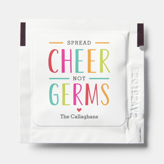 Spread Cheer Not Germs Holiday Party Favors Hand Sanitizer Packet