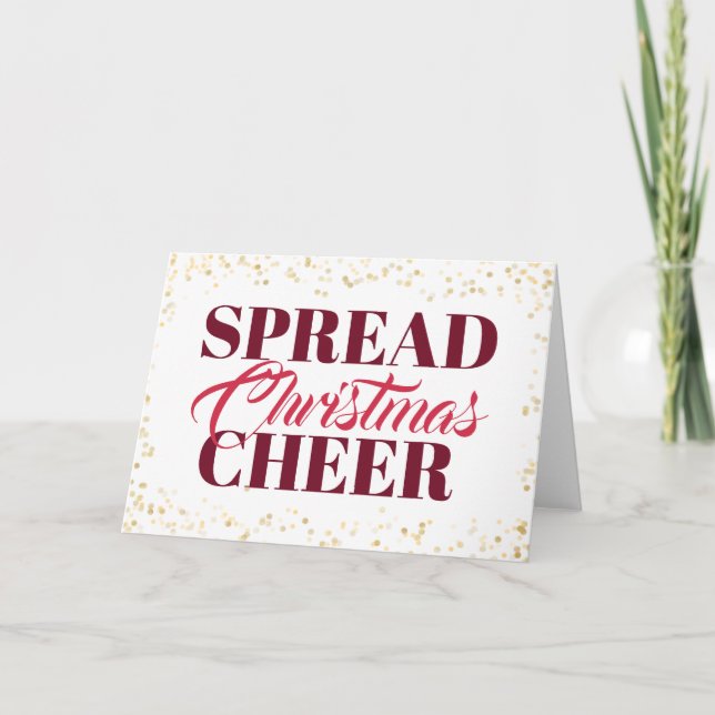 Spread Christmas Cheer Burgundy Red Script Card (Front)