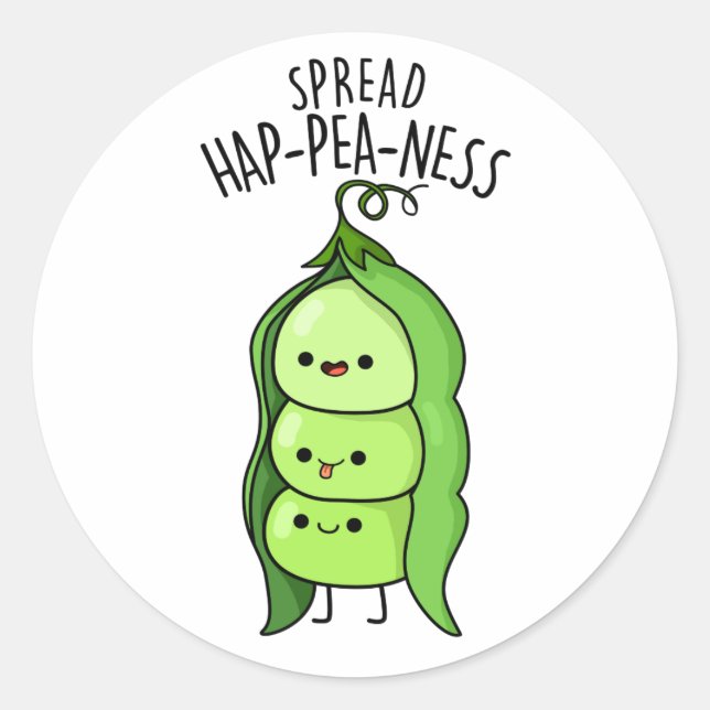 Spread Hap-pea-ness Funny Peas Pun  Classic Round Sticker (Front)