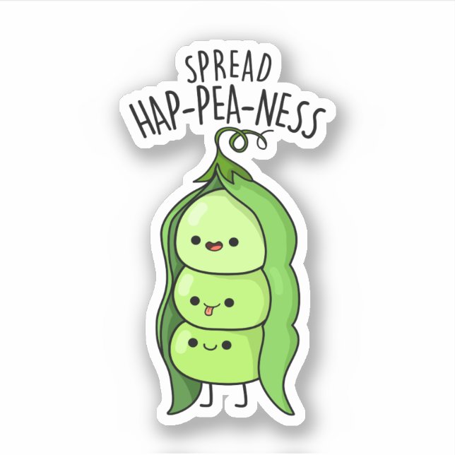Spread Hap-pea-ness Funny Peas Pun  Sticker (Front)