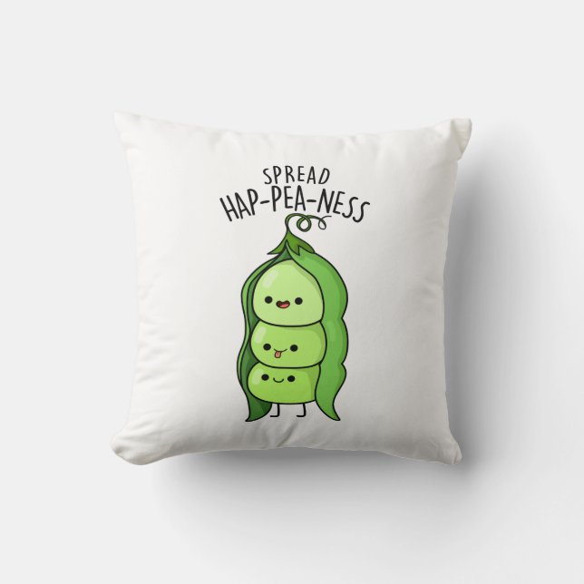 Spread Hap-pea-ness Funny Peas Pun  Throw Pillow (Front)