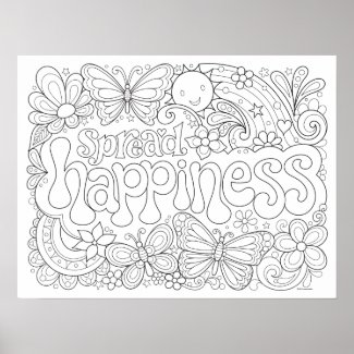 Spread Happiness Coloring Poster - Colorable Art