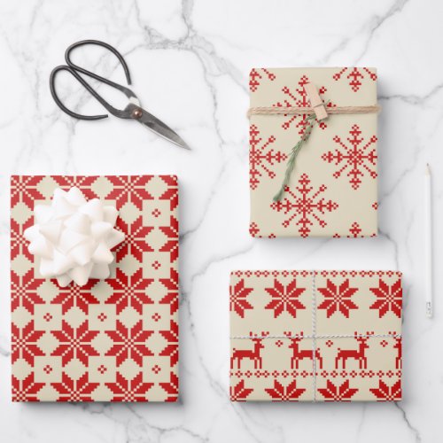Spread holiday Cheer  Stitched Christmas Holiday Wrapping Paper Sheets