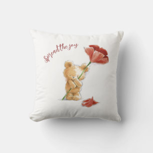 Spread joy customisable cute teddy elegant throw pillow