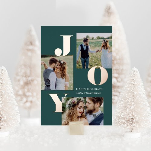 Spread Joy Foil Holiday Card Editable Color