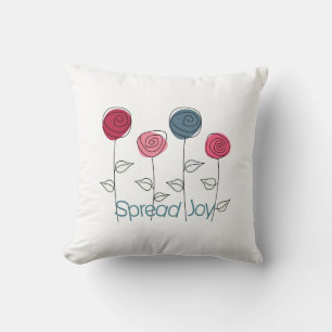 spread joy inspirational roses throw pillow