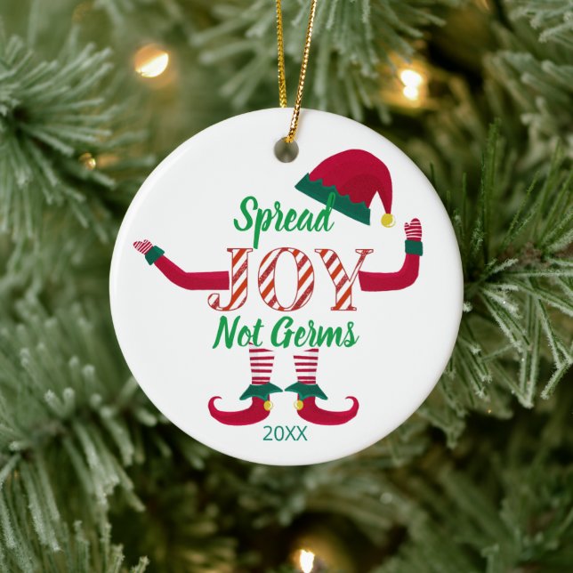 spread joy not germs 2020 covid19 memory ceramic ornament (Tree)