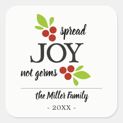 Spread Joy not germs Christma Hand sanitizer gel Square Sticker