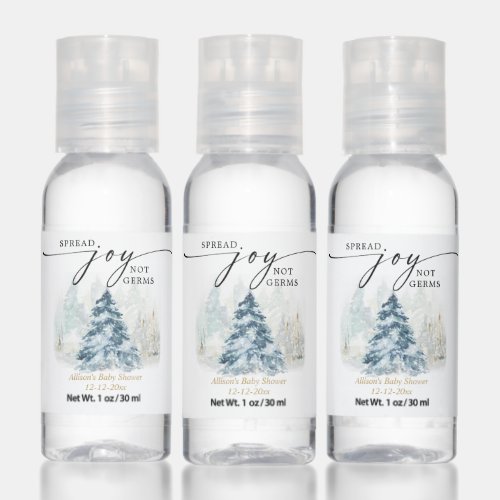 Spread joy not germs Christmas tree snow Hand Sanitizer