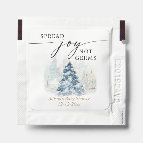 Spread joy not germs Christmas tree snow Hand Sanitizer Packet