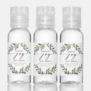 Spread joy not germs Christmas wreath Hand Sanitizer