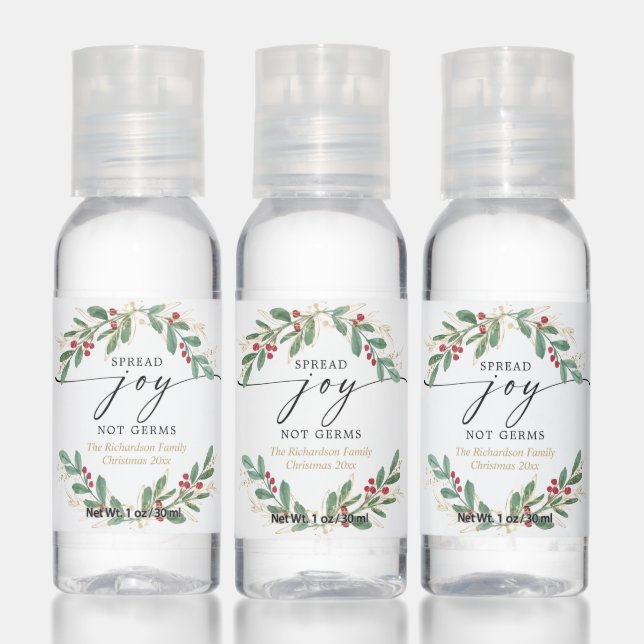 Spread joy not germs Christmas wreath Hand Sanitizer (Set)