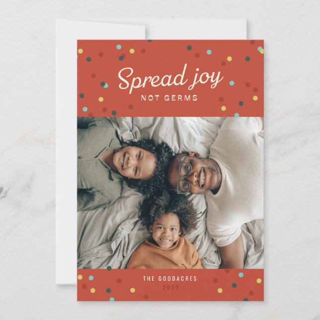 Spread Joy, Not Germs Flat Holiday Card (Front)