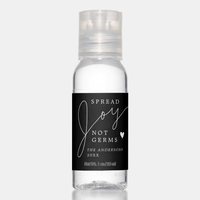 Spread Joy Not Germs Minimalist Christmas Hand Sanitizer (Front)