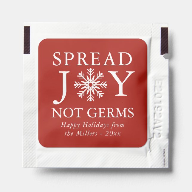 Spread Joy Not Germs Snowflake Red Happy Holidays Hand Sanitizer Packet (Sticker on Packet)