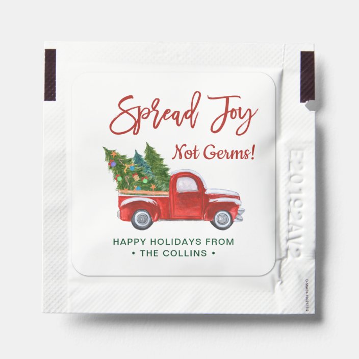 Spread Joy Not Germs Vintage Red Christmas Truck Hand Sanitizer Packet Zazzle Com