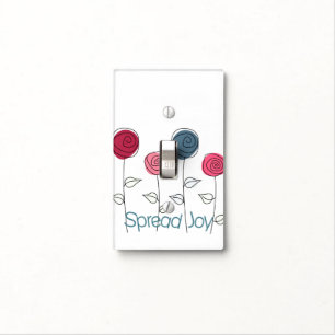 Spread Joy Pink Blue Flowers Light Switch Cover