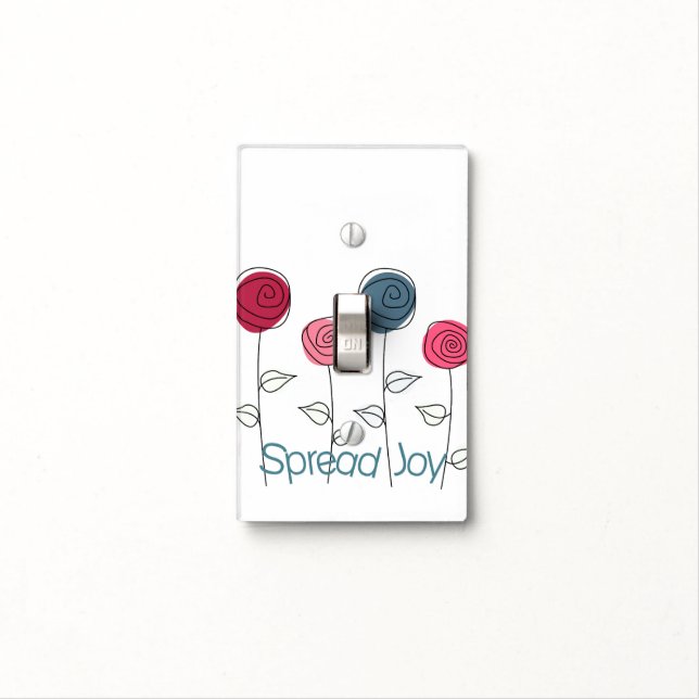 Spread Joy Pink Blue Flowers Light Switch Cover (In Situ)