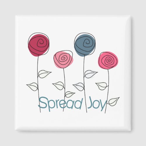 Spread Joy Pink Blue Flowers Magnet