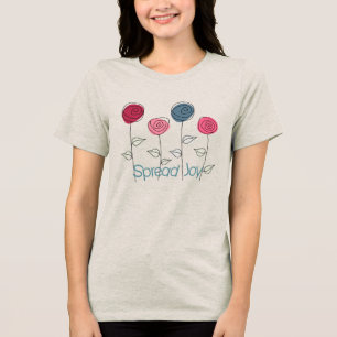 Spread Joy Pink Blue Flowers Tri-Blend Shirt