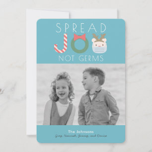 Spread JOY Polar Bear Mask Blue Christmas Photo Holiday Card