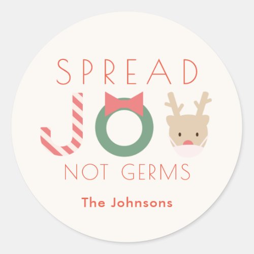 Spread JOY Reindeer Mask Cream White Classic Round Sticker