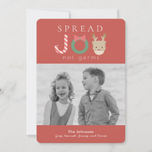 Spread JOY Reindeer Mask Red Christmas Photo Holiday Card